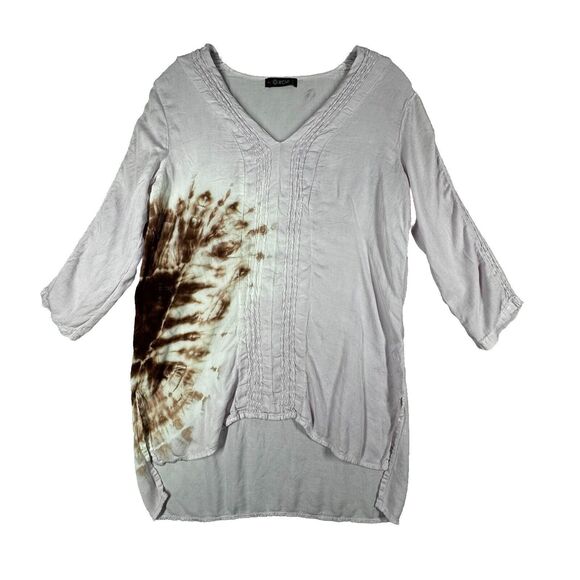 XCVI Shirt Women Small Purple Brown Tie Dye Lightweight Casual Basic Boho Hippie - Picture 1 of 8